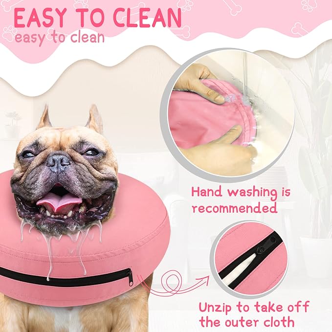 Supet Inflatable Dog Cone Collar Alternative After Surgery, Dog Neck Donut Collar Recovery E Collar to Stop Licking, Soft Pet Cone for Small Medium Large Dogs