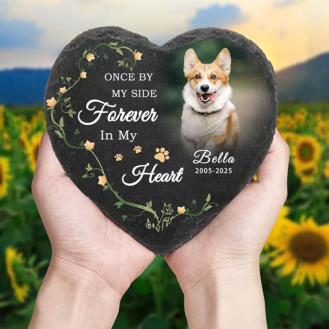 Dog Memorial Gifts for Loss of Dog Cat,Personalized Pet Memorial Stone with Photo Name,Custom Pet Remembrance Gifts,Cat Memorial Sympathy Gift,Dog Passing Away Gifts,Memorial Plaques for Dogs