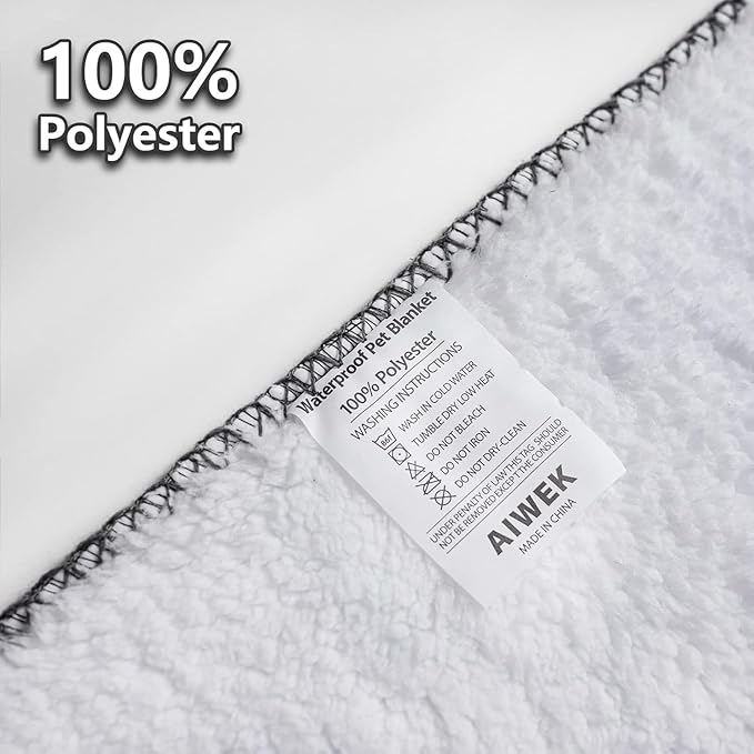 Waterproof Dog Blanket, Pattern Printing Super Soft Warm Fluffy Facecloth Sofa Car Bed Protector, Urine Proof Washable Outdoor Pet Blanket for Puppy Large Dogs & Cats(paw & Bone60*50) Blue