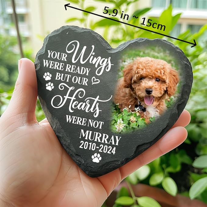 Personalized Dog & Cat Memorial Stones - Custom Photo Pet Memorial Gifts for Loss of Dog or Cat