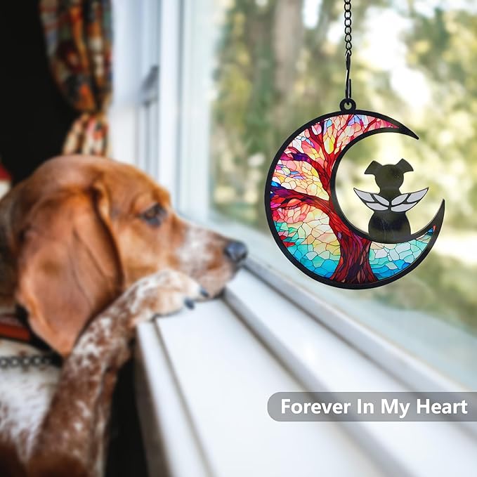 Original CCiaga DIY Dog Angel Memorial Suncatcher with Sympathy Card,Memorial Gifts for Loss of Dog Sympathy Gift,Pet Memorial Gifts for Dogs(3-Life Tree)