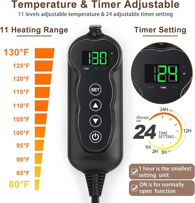 MIXJOY Heated Cat Bed, 11 Adjustable Temperature Cat Heating Pad Indoor with Timer, Pet Heat Pad for Cats Dogs, Electric Dog Heating Pads with Washable Cover, Heated Pet bed-18''x16'', Small