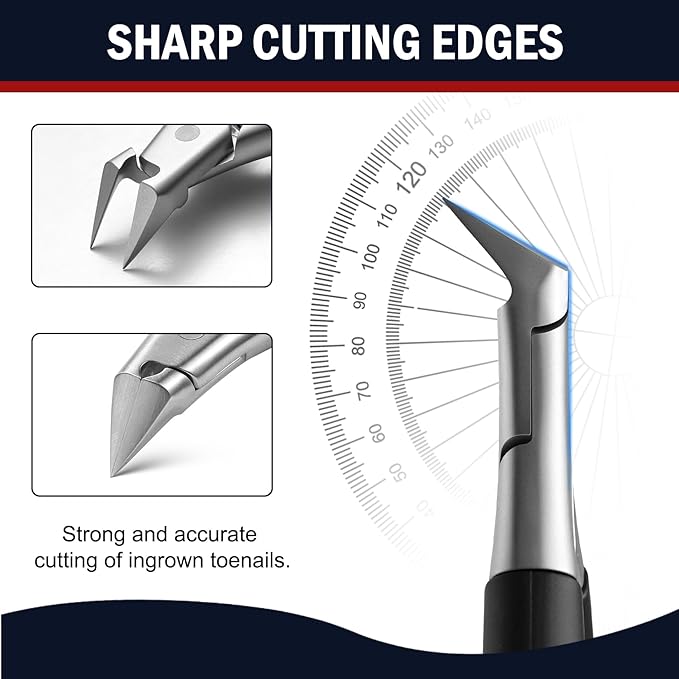 FVION Toenail Clippers for Ingrown Toenail, Straight Nail Clippers for Ingrown Toenails, Professional Ingrown Toenail Treatment for Adults, Seniors, Men and Women (Black)