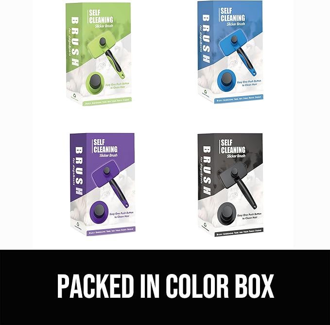 Self Cleaning Slicker Brush for Dogs& Cats, Skin Friendly Grooming Brush for Shedding Long&Short Haired Dogs& Cats, Deshedding Pet Supplies Accessories, Purple