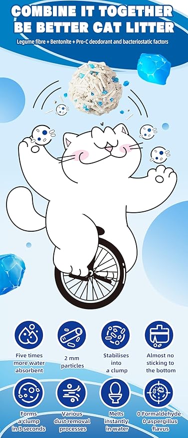 NIKORO Mixed Cat Litter,Strong Clumping Cat Litters,Odor Control and Unscented Ultra Absorbent Water Flushable Bentonite Tofu Cat Litter,Dust Free Scent Free,21 lbs(5.29 lbs×4Bags)