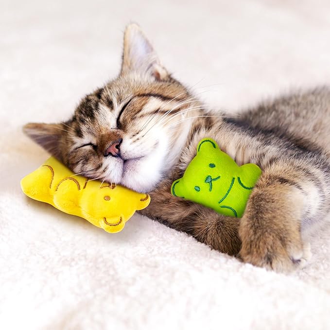 MALLMALL6 Catnip Toys for Cat - 5Pcs Gummy Colorful Bear Catmint Interactive Cat Toy for Indoor Cats, Soft Candy Kitten Supplies, Kitten Teething Chew Toy Set, Cute Pet Gifts for Cat Lover