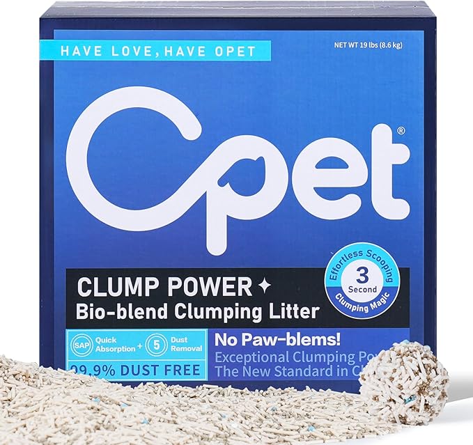 OPET Mixed Tofu Cat Litter - 19lb Strong Clumping Litter, Mixed Tofu and Bentonite, 99.9% Dust Free and Flushable Cat Litter, Natural Sustainable Ingredients Odor Control, Low Tracking（19lb, Milk）
