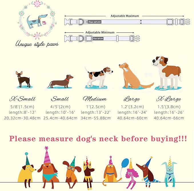 Unique style paws Dog Collar Scottish Plaid Black Red Metal Buckle Durable Puppy Collar Christmas for Small Medium Large Boys Girls Dogs