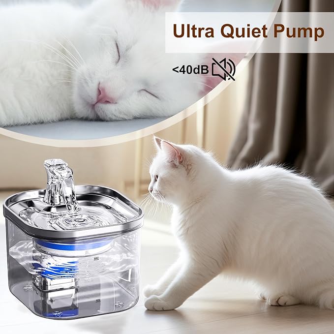 Cat Water Fountain, 85oz/2.5L Pet Water Fountain, Automatic Cat and Dog Water Dispenser for Cats, Dogs, Multiple Pets