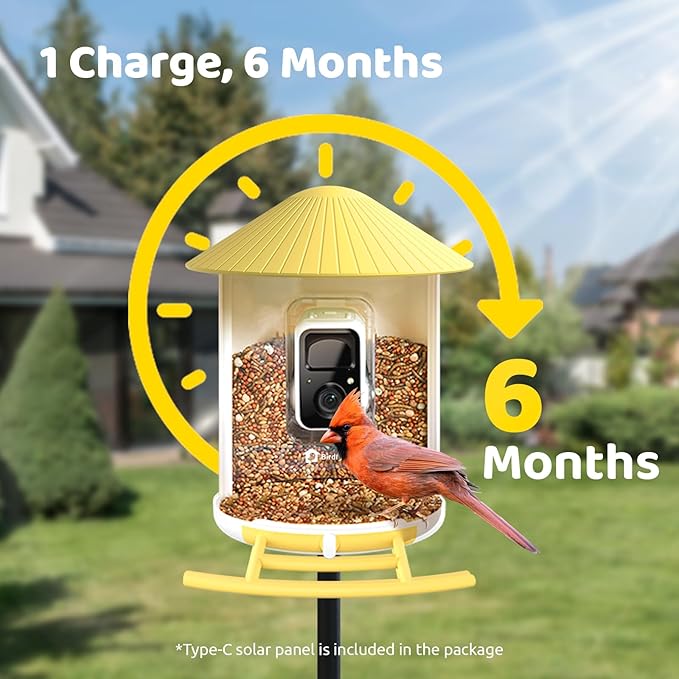 NETVUE by Birdfy Smart Feeder with AI Camera Solar Powered, 2MP Wireless Wildbird Watching, Live Stream & Night Vision, Auto-Capture & Notify, Collection & Cloud Storage (AI by Subscription)