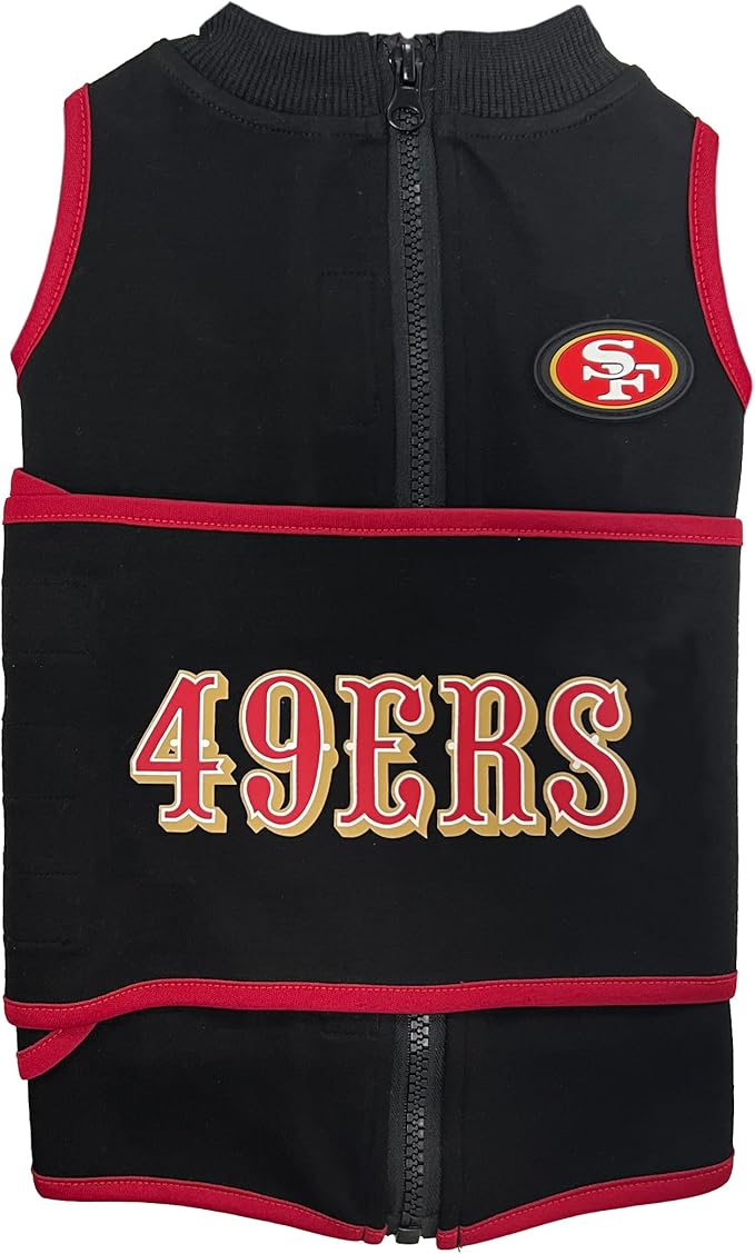 NFL SAN Francisco 49ERS Dog Anxiety Shirt Calming Soothing Solution Vest for Dogs/Cats with Anxiety, Fears, Fireworks, Loud Noises, Dark, Lonely Keeps Dogs Calm Feeling Safe, Relaxing Jacket, Small
