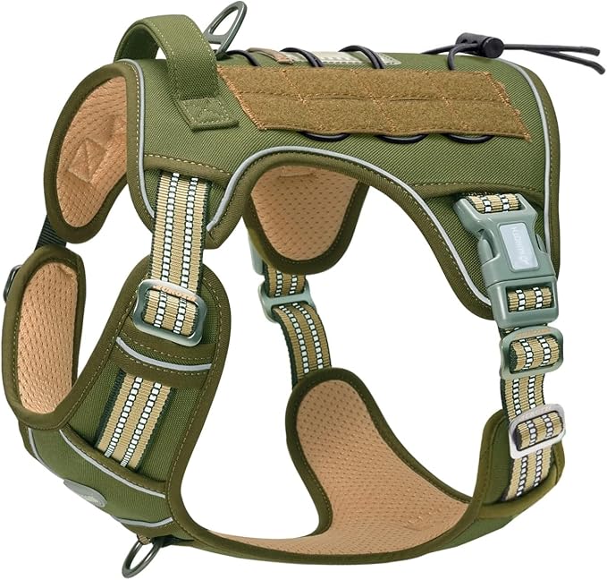 AUROTH Tactical Dog Harness for Large Dogs No Pull Adjustable Pet Harness Reflective K9 Working Training Easy Control Pet Vest Military Service Dog Harnesses
