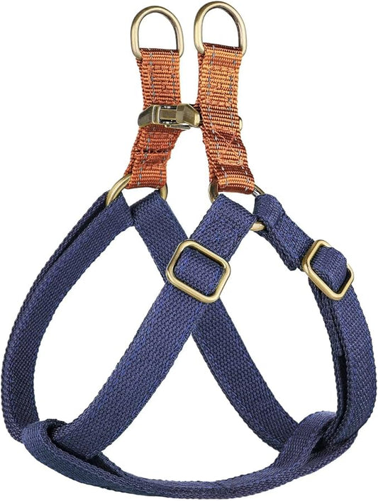Didog Step in Dog Harness with Metal Buckles, Freedom Nylon Dog Halter Vests for Small Dogs Easy Walking Training(S:Chest 13-22", Dark Blue)