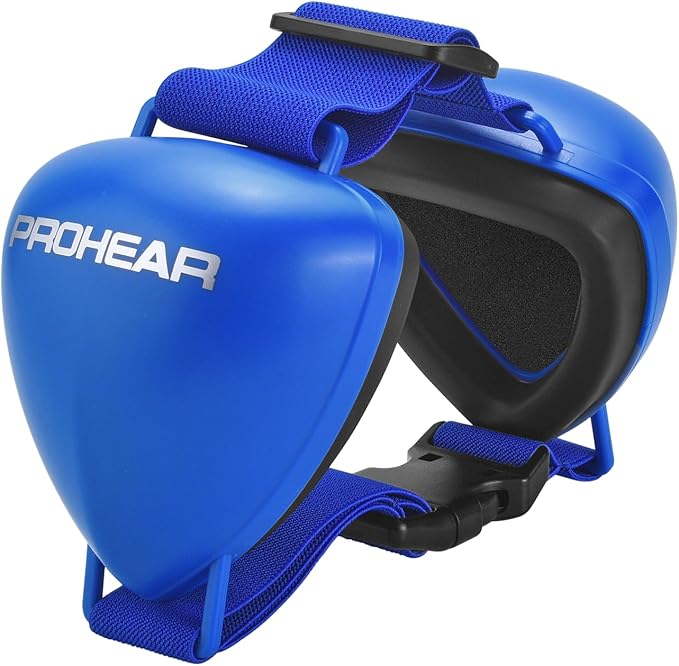 PROHEAR Dog Ear Muffs Hearing Protection for Dogs, NRR 28dB Noise Cancelling Headphones, Easy to Adjust Dog Hearing Protection Earmuffs for Thunder, Hunting, Tourism, Cars, Racing, (M, Blue)