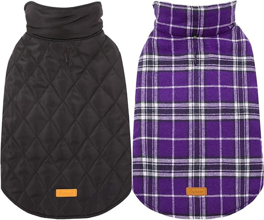 Kuoser Waterproof Dog Coat, Reversible Dog Jacket for Medium Dogs, Adjustable Durable Doggie Winter Coat Warm Puppy Cold Weather Apparel from Small to Large Breed, Purple M