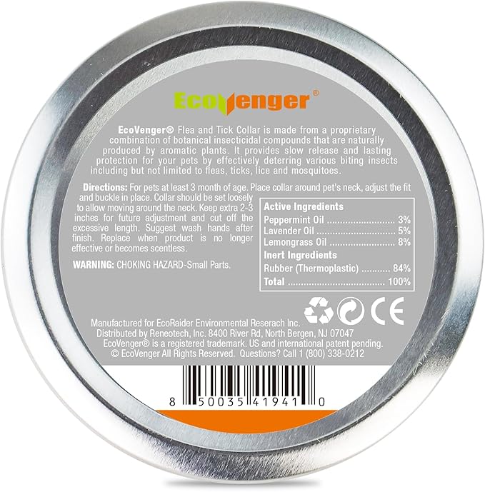EcoVenger Flea & Tick Collar Repellent 2-Pack Orange, Fits Both Dogs & Cats, Built-in Pant-Based Formula Strong Repellency Slow Release, Lasting Deterrence and Protection, Pleasant Aroma, Waterproof