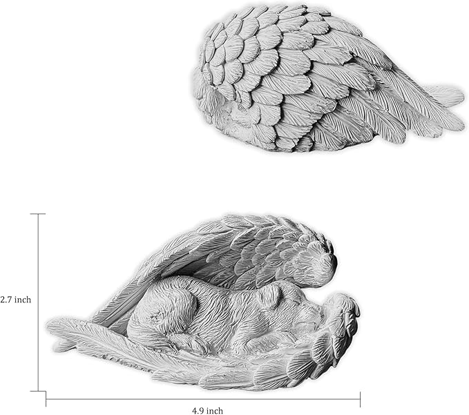 Dog Memorial Gifts for Loss of Dog,Resin Pet Memorial Statues,Forever My Guardian Angel Memorial Gifts（Grey）