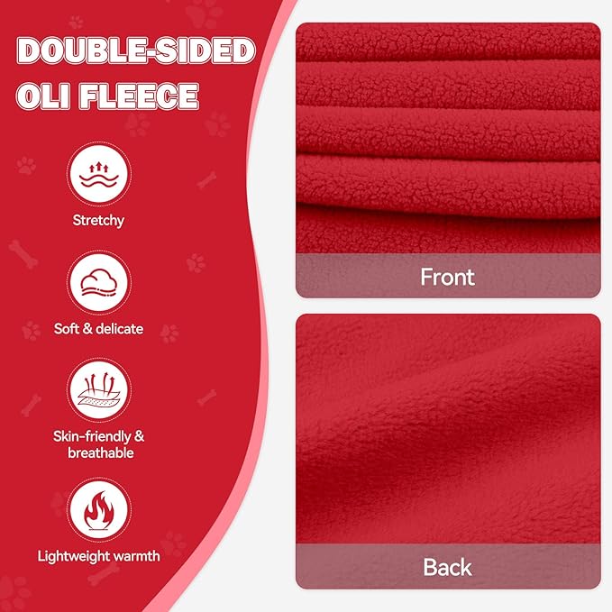 Dog Sweaters for Large Dogs,Dog Hoodie,Warm Fleece Sweatshirt with Hood & Pocket,Leash Hole,Cozy Cold Weather Pet Clothes Sweater Hoodie for Large Dogs(Red,XL)