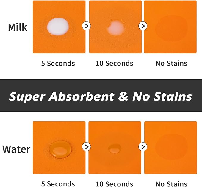 Pet Feeding Mat - Absorbent Dog Mat for Food and Water, No Stains Cat Bowl Mat, Easy to Clean Pet Placemats, Quick Dry Dog Water Dispenser Mat for Messy Drinkers | Paw Orange 18"x 28"