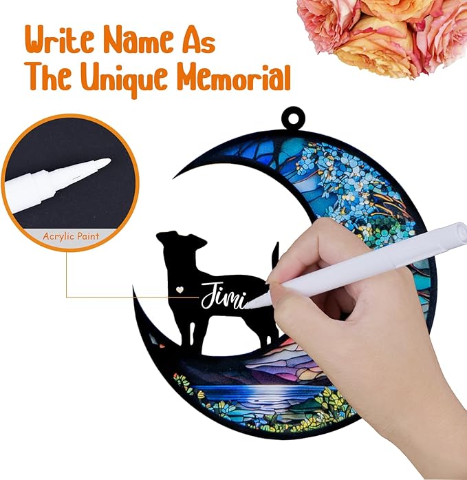 Dog Memorial Suncatcher,Pet Sympathy Gifts,Dog Memorial Gifts for Loss of Dog,Personalized Dog Pass Away Gifts with Name Date for Pet Lovers