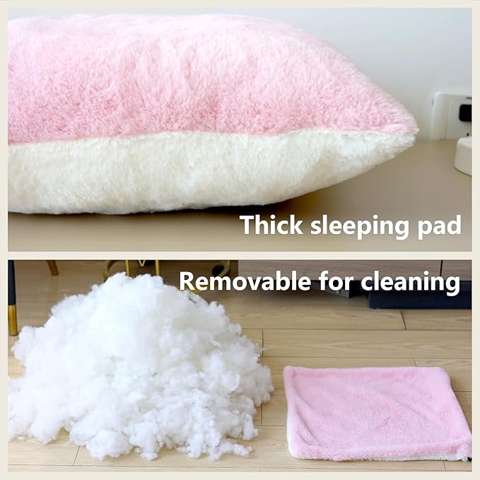 Cat Bed for Indoor Cats，Foldable cat cave，Anti-Slip & Water-Resistant Bottom，cat Houses for Indoor Cats or Small Dogs, Kitten Tent, Rabbit Bed，2 in 1 pet Bed (Pink)