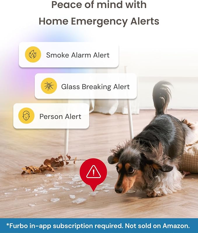 Furbo Mini Pet Camera - Unlock Camera & Smart Features w/Paid Plan: Home Security with Dog & Cat Safety Alerts, 2-Way Audio, Mountable Smart Cam w/Phone App (Subscription Required, 3mo Minimum)