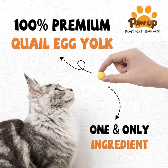 PAWUP Freeze Dried Cat & Dog Treats, Natural Quail Egg Yolk, Single Ingredient, High-Protein Pet Snacks for Skin & Coat Health, No Artificial Additives, 9.2 oz