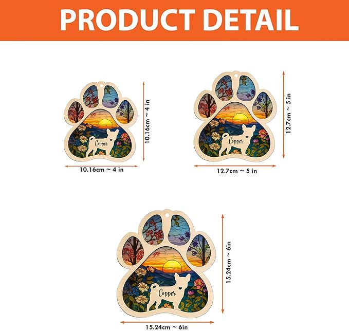 Personalized Hand Dog Wind Chimes Sun Catcher, Dog Memorial Winds Chime, Pet Loss Wind Chimes Sun Catcher, Gifts for Dogs Lovers, Sympathy Pet Winds Chime