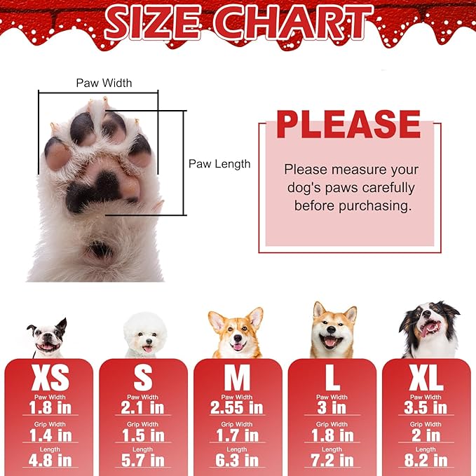 EXPAWLORER Christmas Anti-Slip Soft Dog Socks for Hardwood Floor,Warm Dog Shoes,Paw Protectors for Cold Pavement,Prevent Licking,Traction Control for Small Medium Large Senior Dogs