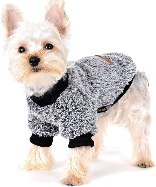 Dog Sweaters for Small Dogs Girl Male Dog, Sweater, Soft Fleece Pet Winter Clothes Boy Girl, Fuzzy Sweatshirts Flannel Jacket Puppy Coat(S, Black)