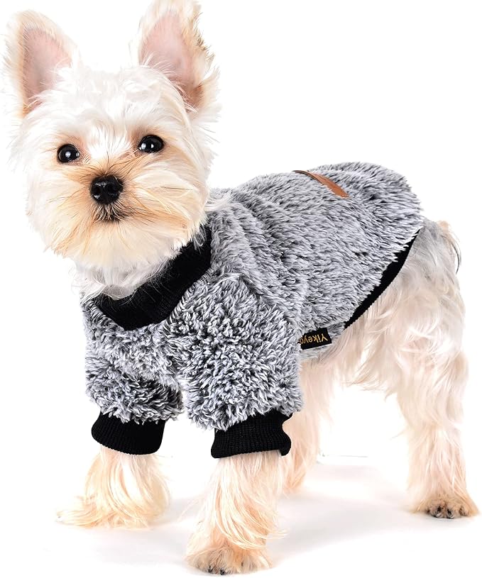 Dog Sweaters for Small Dogs Girl Male Dog, Sweater, Soft Fleece Pet Winter Clothes Boy Girl, Fuzzy Sweatshirts Flannel Jacket Puppy Coat(XXS, Black)