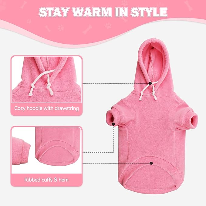 Dog Sweaters for Large Dogs,Extra-Large Dog Hoodie,Warm Fleece Sweatshirt with Hood & Pocket,Leash Hole,Cozy Cold Weather Pet Clothes Sweater Hoodie for Large Dogs(Pink,XXL)