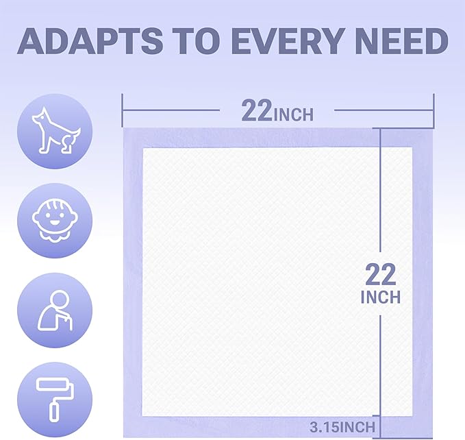 Lavender Scented Puppy Pads 100 Count, Super Absorbent Disposable Pee Pads for Dogs That Neutralize Odor, Wee Wee Pads / Potty Training Pads 22"x22"