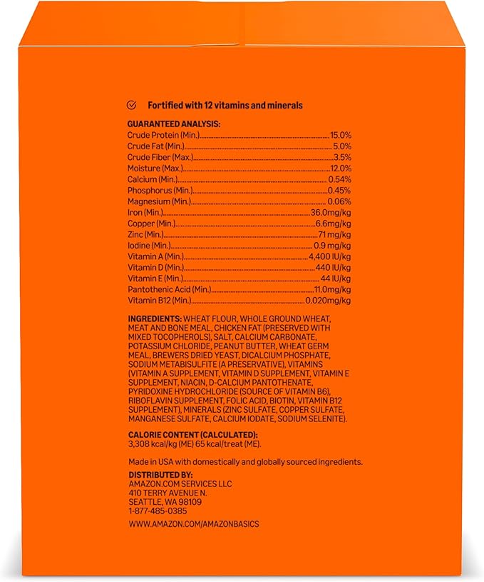 Amazon Basics Peanut Butter Flavor Biscuits Dog Treats 5 lb. Box