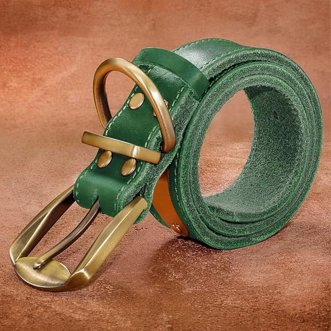 Didog Genuine Leather Dog Collars with Engraved Nameplate, Personalized Soft Leather Dog Collar with Custom ID Tag, Brown/Green/Red for Medium Large Dogs (XL,Green)