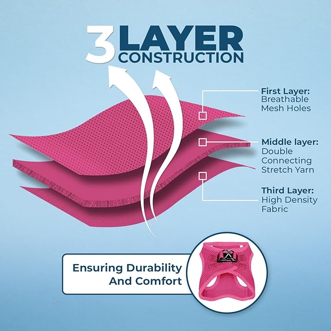 Voyager Step-in Air All Weather Mesh Harness and Reflective Dog 5 ft Leash Combo with Neoprene Handle, for Small, Medium and Large Breed Puppies by Best Pet Supplies - Set (Fuchsia), L