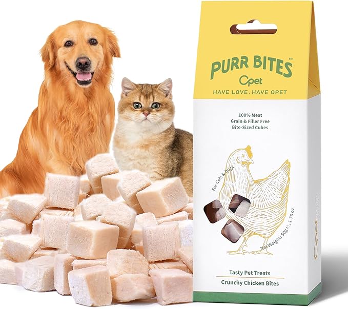 OPET Freeze Dried Cat & Dog Treats,Single Ingredient High Protein Grain Free Crunchy Cat Treats，Healthy Training Treats(1.76oz)
