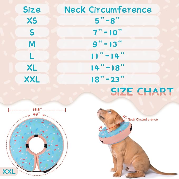 Supet Inflatable Dog Cone Collar Alternative After Surgery, Dog Neck Donut Collar Recovery E Collar for Neuter, Soft Pet Cone for Small Medium Large Dogs