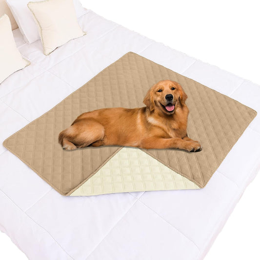 Smiry Waterproof Dog Bed Cover Pet Blanket, Soft Washable Dog Blanket for Furniture Bed Couch Sofa Reversible, Checkered (40"x50", Camel/Beige)