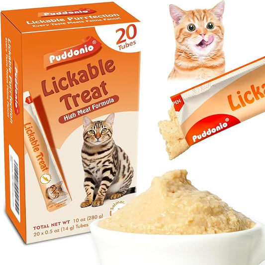 High-Meat Lickable Cat Treats, Grain & Gum Free, No Additives, All-Natural High Protein Puree, 0.5oz Tubes (Pack of 20)