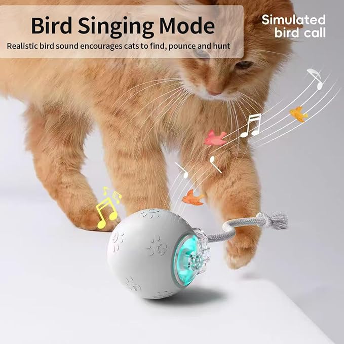 Interactive Cat Toys, Automatic Moving Cat Toy for Bored Indoor Adult Cats, Fast Rolling, Chirping & Motion-Activated Cat Toys, Fun Gift for Cats with Speedy Tail 2.0, USB Rechargeable(Gray)