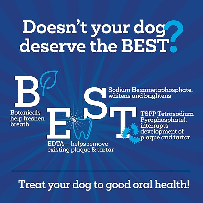 Brush Free Daily Dental Care Chews for Dogs | Cleans Teeth and Freshens Breath | 30 Count | B.E.S.T. Complex Provides Complete Oral Cleaning and Tartar Control