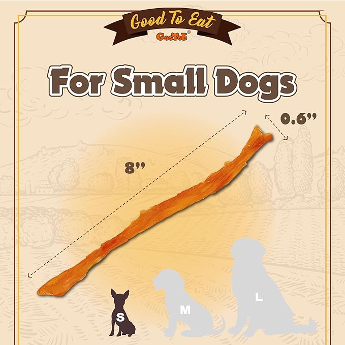 Gootoe Turkey Tendon Dog Treats, Strips 1 lb, USA-Sourced Turkey Tendon, Natural Snack, Premium Puppy Chews, Hypoallergenic, Rawhide Free, Reseal Value Bag, Size for Small Dogs