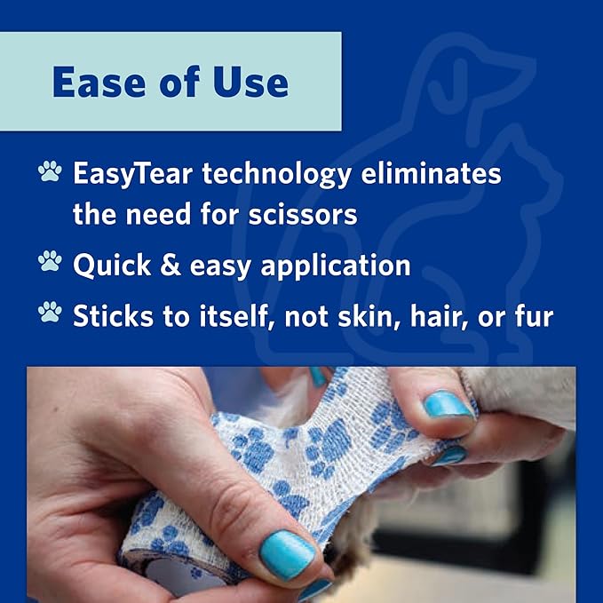 PetFlex No Chew – Flexible Self-Adhering Elastic Bandage for Wound Care – First Aid Wrap for Small Animals Like Dogs, Cats, and Other Pets - 2 inch, 6 Rolls