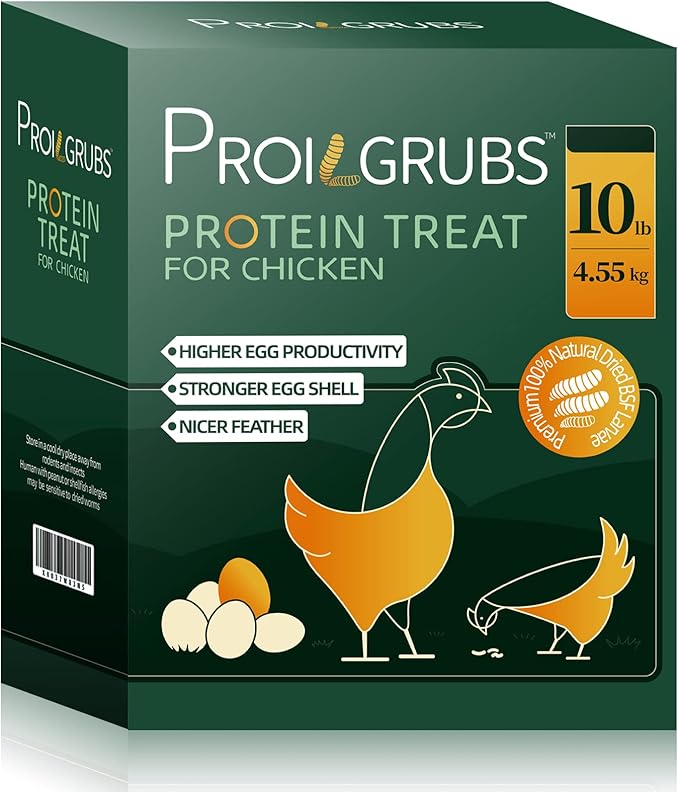 PROILGRUBS 10 LBS - Non-GMO-Dried Worms for Chickens All Natural Dried Black Soldier Fly Larvae Treats, High Protein Worms for Chickens, Hens, Birds...