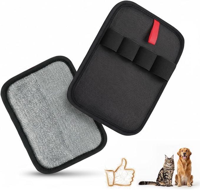 Pet Hair Removal Glove Upgraded Reusable 4-Finger Electrostatic – Magic Grooming Brush for Cats & Dogs, Remove Fur & Lint from Clothing, Carpet, Couch, Furniture & Car Seat