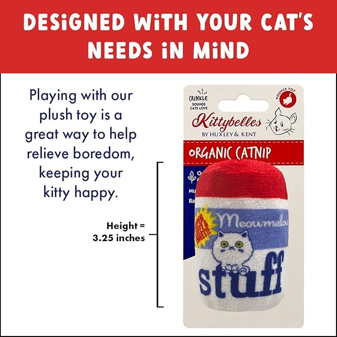 Huxley & Kent Plush Cat Toy | Meowmellow Stuff | Snack Attack Strong Catnip Filled Cat Toy | Plush Interactive Kitten and Cat Toy with Catnip and Crinkle | Kittybelles