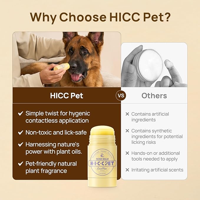 HICC PET Nose Balm for Dogs and Cats, Vet-Recommended Moisturizes, Soothes, Repairs Dry & Cracked Skin, Dog Wrinkle Butter Cream for Frenchies with Fermented Coconut Oil, Horse Hoof, Joint Care