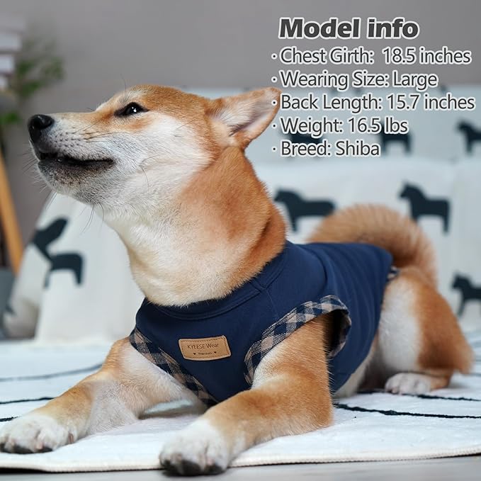 KYEESE 2Pack Dog Shirt Pullover Sweatshirt Stretchy Vest Soft T-Shirt Fleece Coats Lightweight Clothes Sweater for Small Dogs, Navyblue+Green, Large