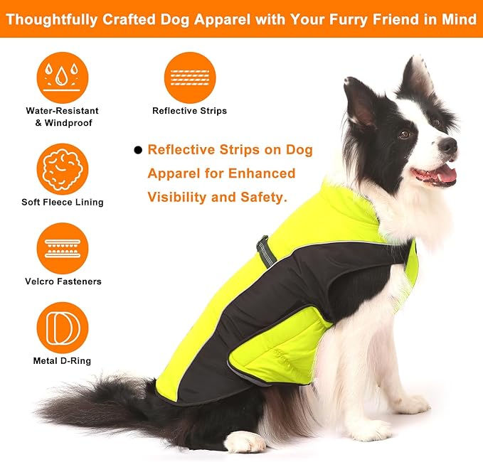 Warm Dog Winter Coat, Gimilife Dog Sweater Cold Weather Coats Waterproof Dogs Apparel Clothes Pet Jacket Padded Vest Outfit for Small Medium Large Dogs
